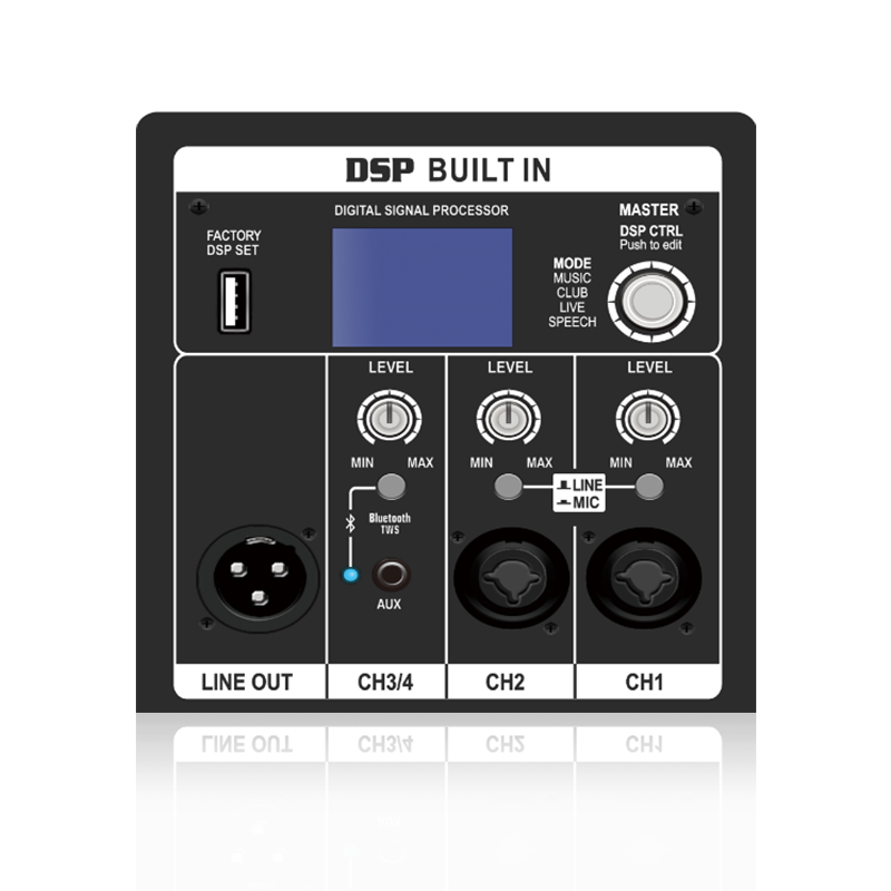 DSP1801: 4-kanaals ingang en mix-out ADAU1701 gebaseerde functionele DSP-module