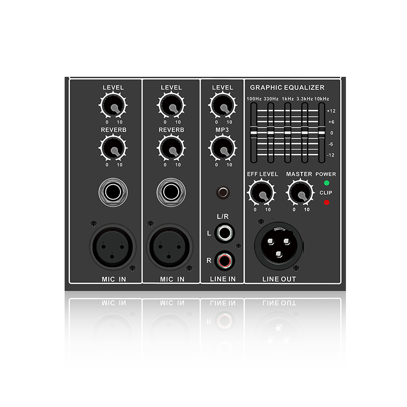 PL26: Individuele microfoonkanaal-echocontrole Master-effect Elektrische frequentieverdeling functionele module