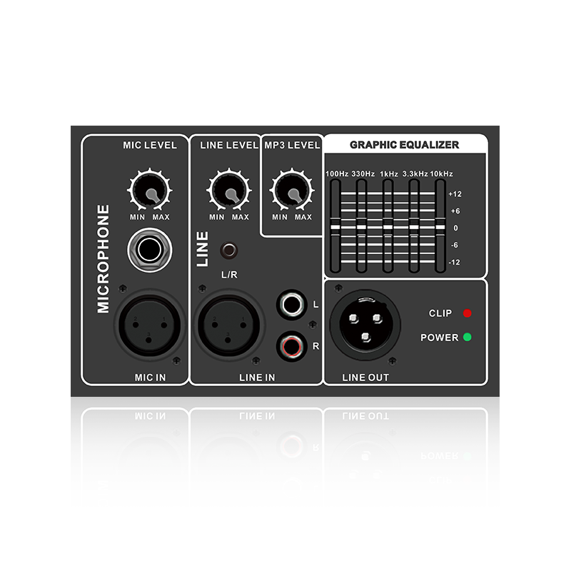 PL35: Gebalanceerde microfoon- en lijningang 5-bands grafische equalizer Horizontale analoge functionele module voor klasse AB-versterker