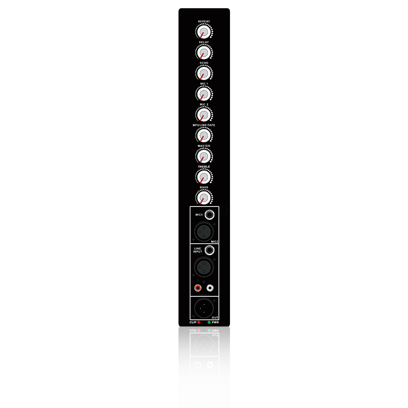 PL69S: Microfoonherhaling, vertraging en echocontrole Verticale analoge functionele module