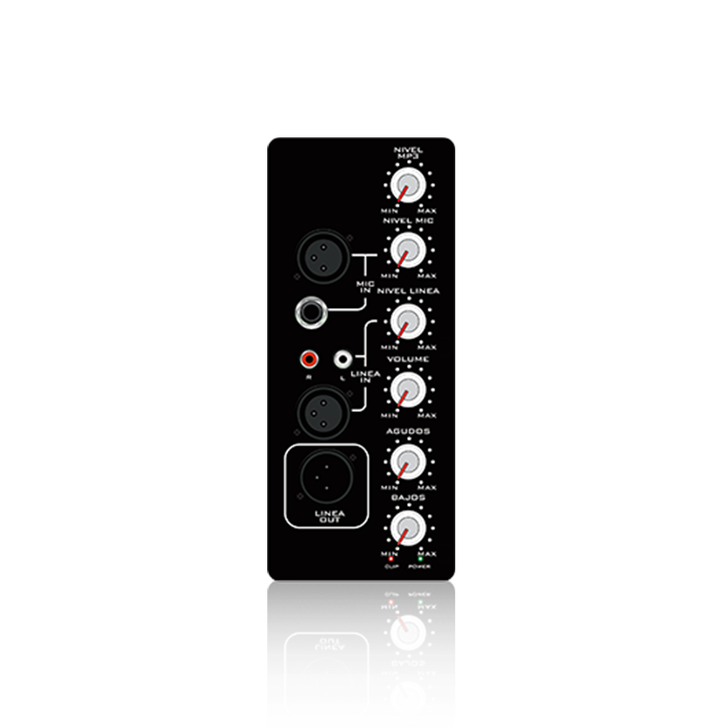 SP2: Treble- en bas-EQ-regeling en mix-out verticale analoge functionele module