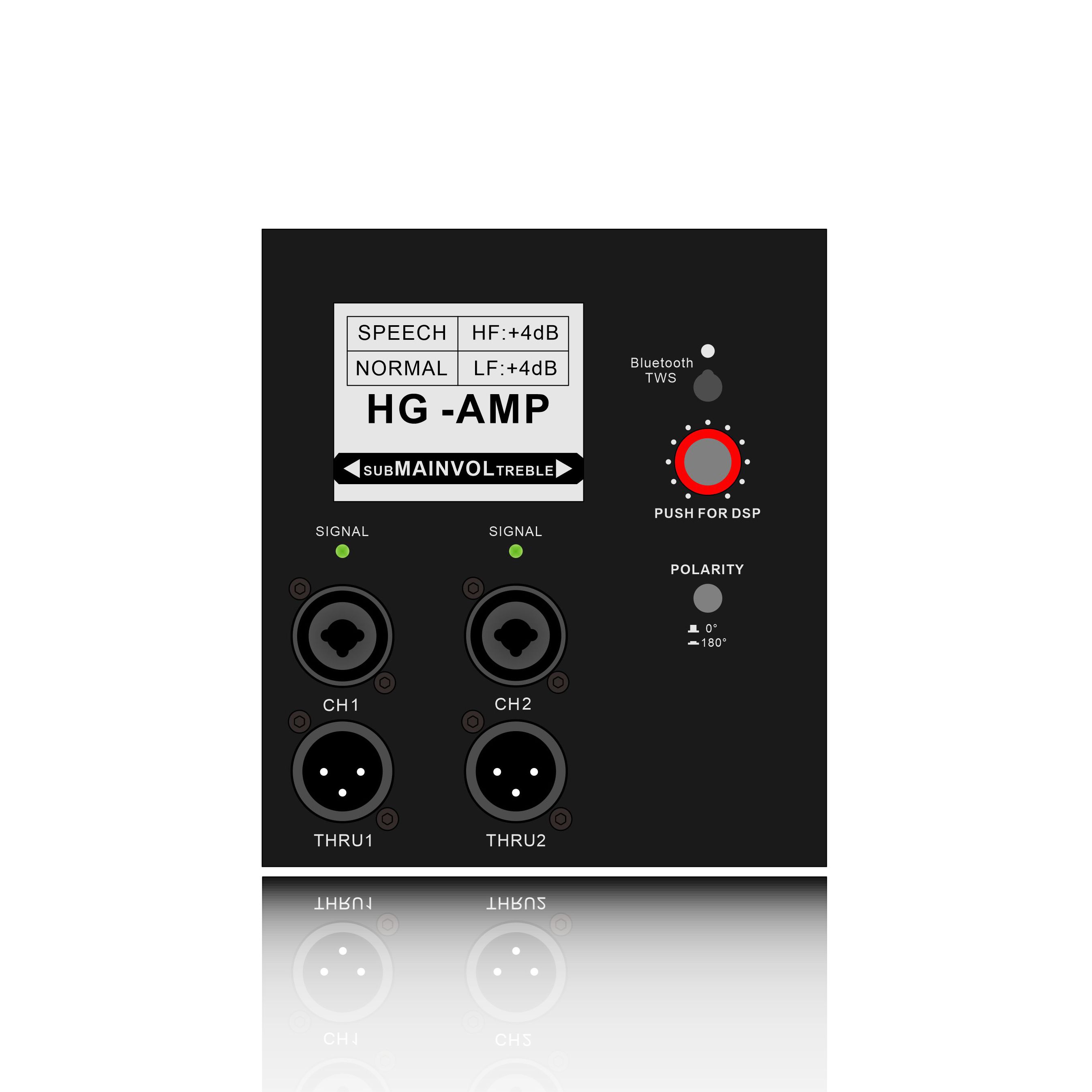 DSP718SUB: LCD-interface met Blutooth en TWS beschikbaar Functionele module met actieve subwoofer