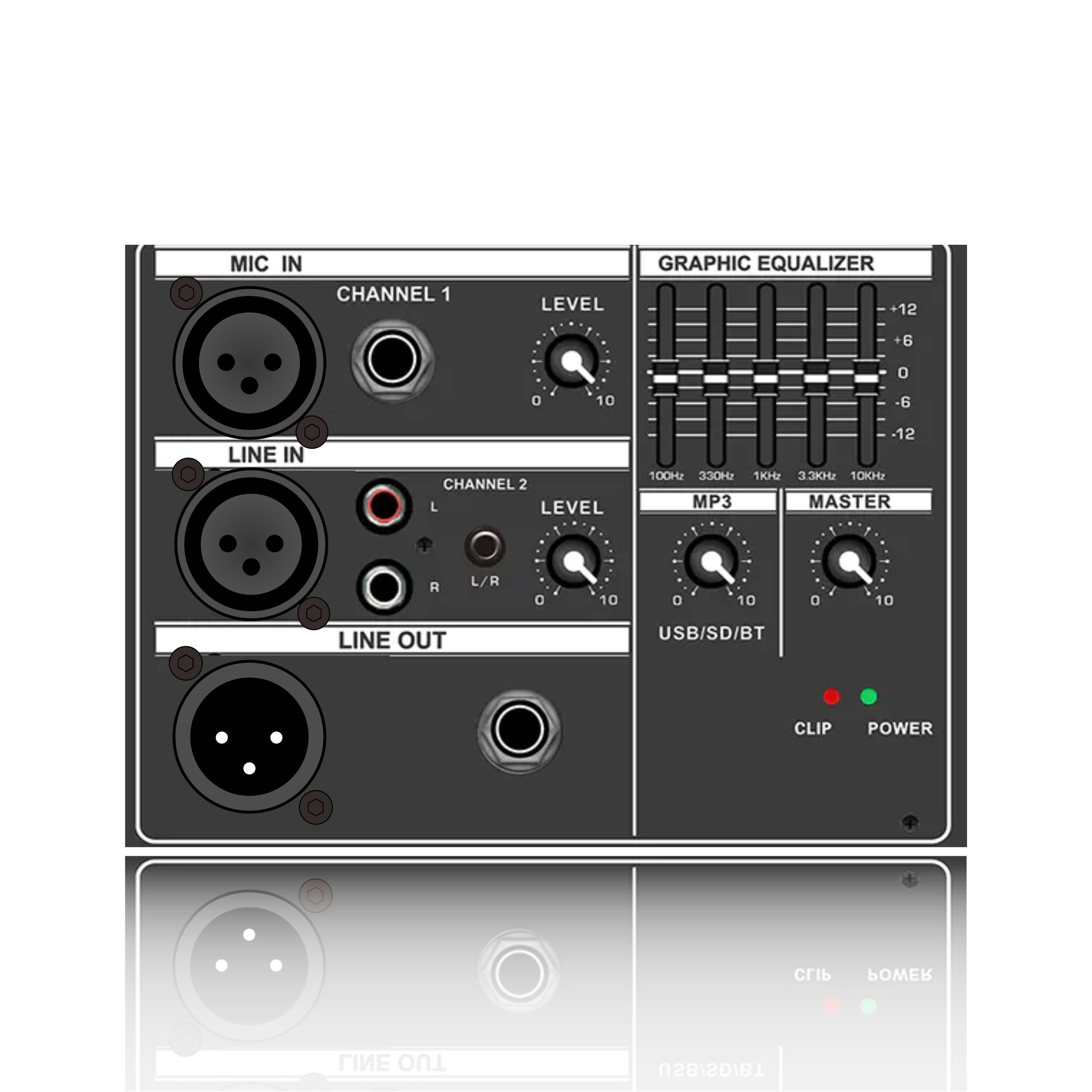 PL18: 5-bands grafische equalizer functionele module voor elektrische frequentieverdeling