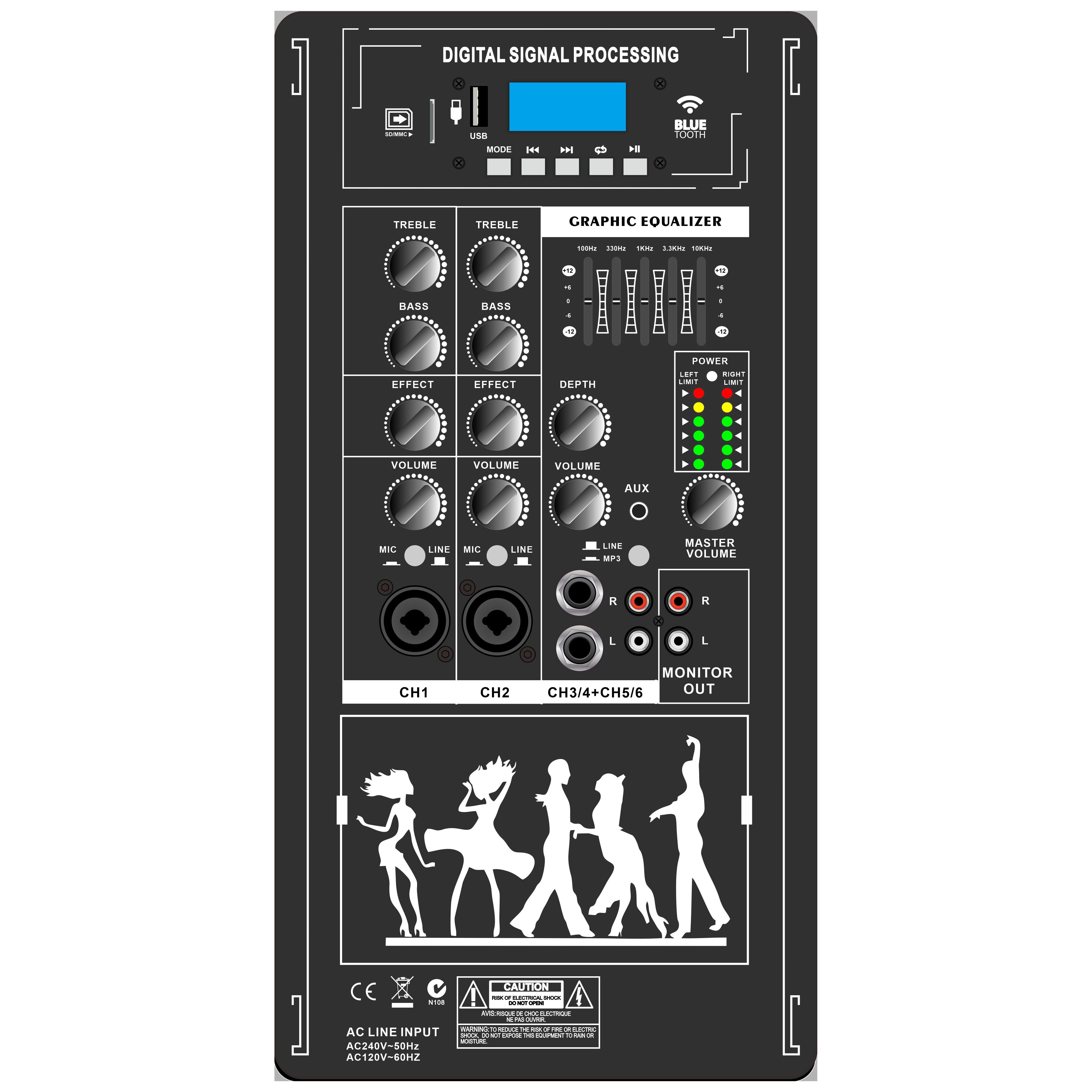 Draagbare stereosysteem-aangedreven versterker EON206