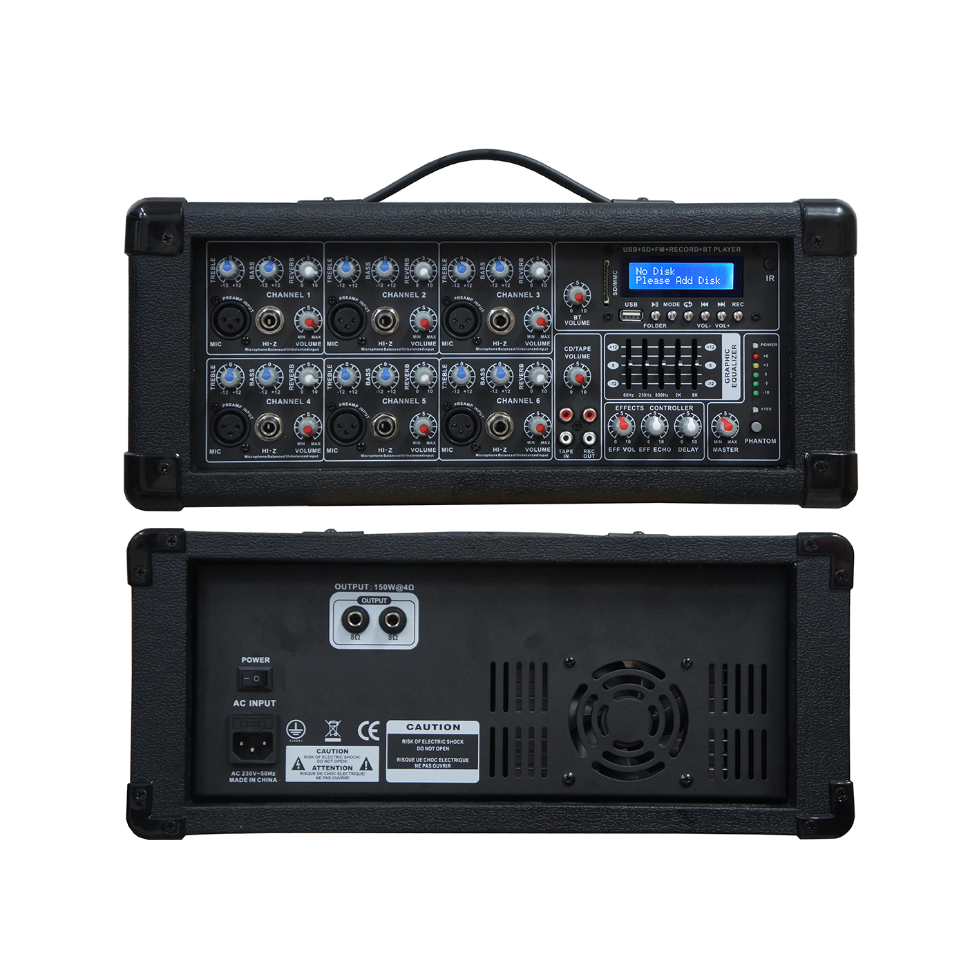 Woodbox 6-kanaals aangedreven mixer SB6200