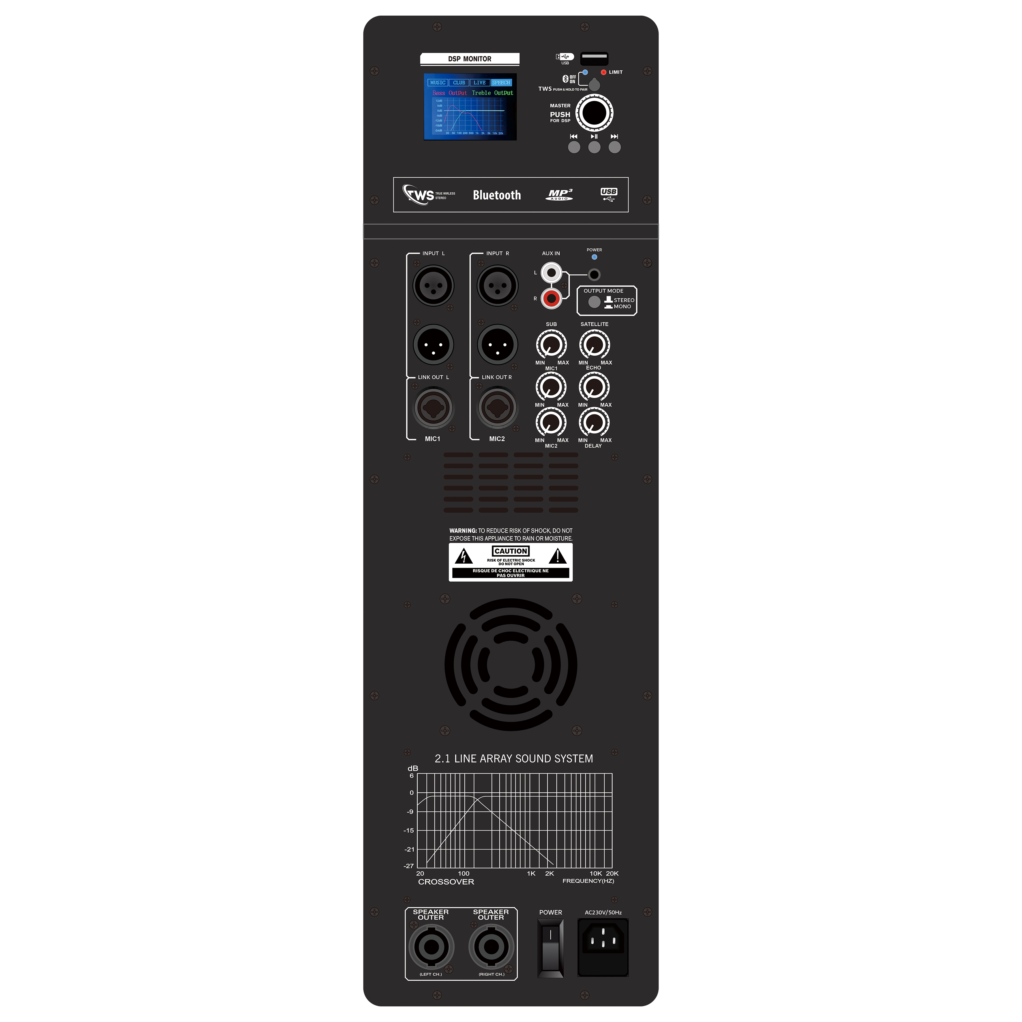 DSP1908-2.1 Pro actieve line-array eindversterker