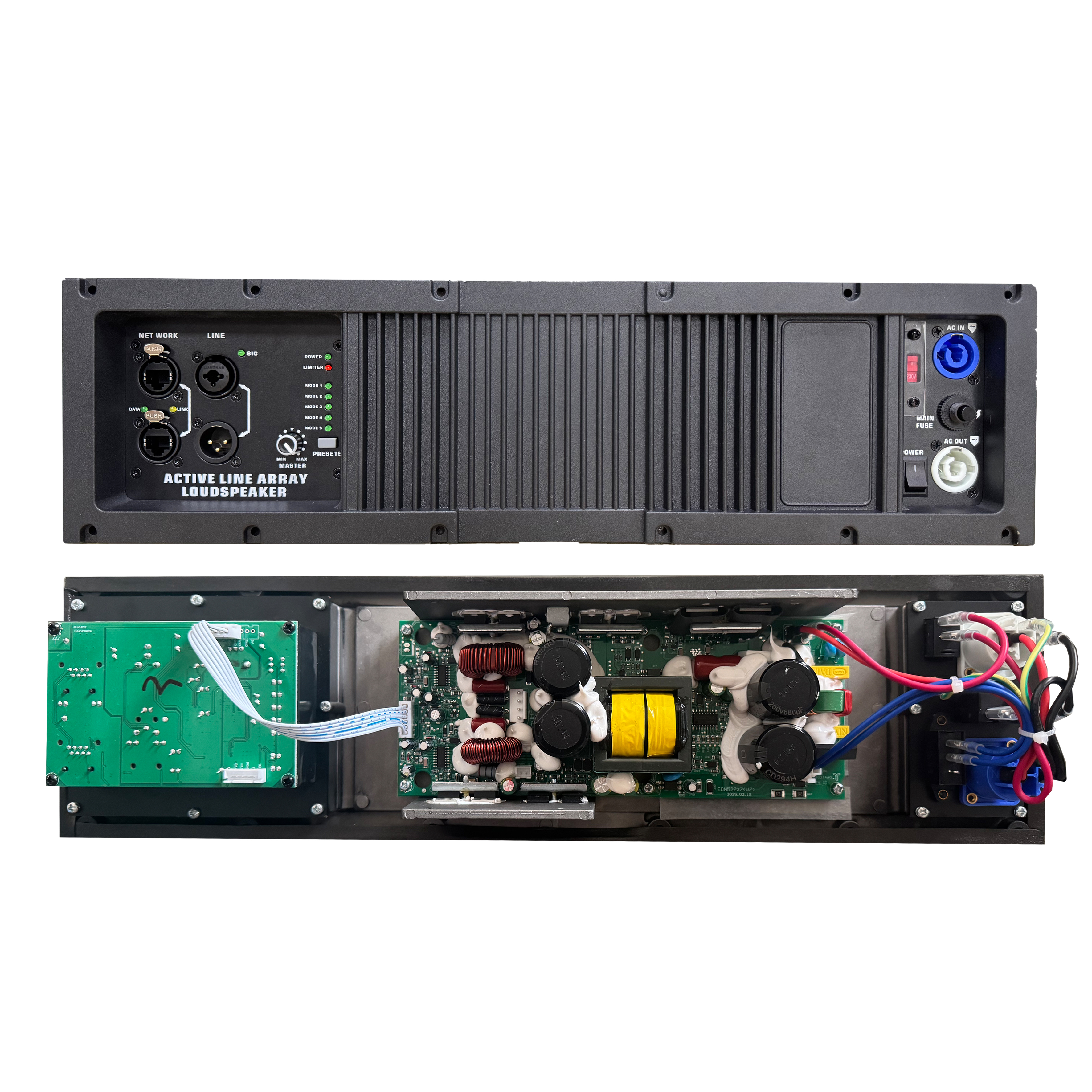 HG485-212 Actieve Line Array-systeemversterker met RJ45-connectoren